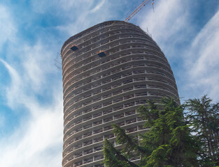 Construction site of the modern, high rise building. industrial