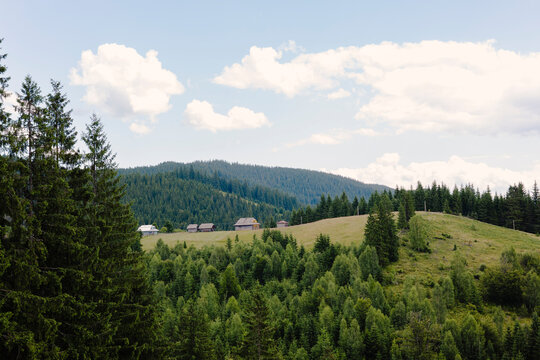 Mountain landscape with lush green summer scenery