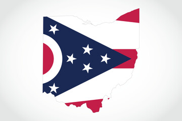 Vector graphic artwork suitable for print and web containing flat detailed map of OHIO