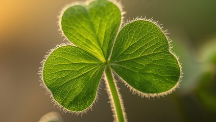 Bright green shamrock leaf symbolizing Irish luck and heritage in close-up detail