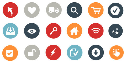 Colorful Easter Eggs Icon Set for Web and Media Design. 