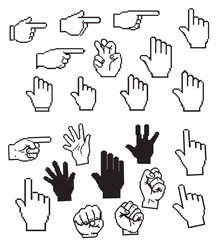 Pixel Art Hand Gestures and Computer Cursors Collection