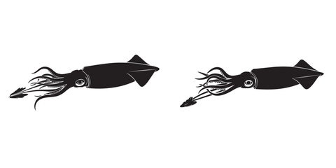 Black Squid Silhouette Graphic on White Background