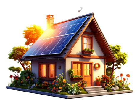 Untitled design - House with solar panel and sun icon illustration .ai generative, tr