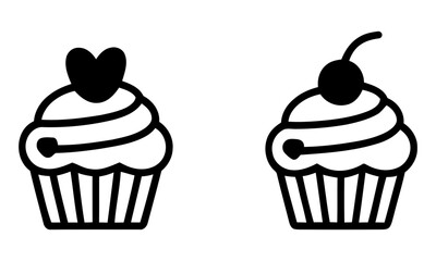 cupcakes with decorative toppings. vector set of cupcakes