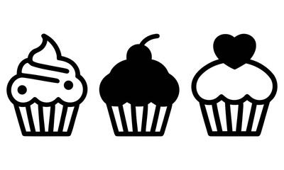 vector illustration of a cupcake. stylized cupcakes with different toppings