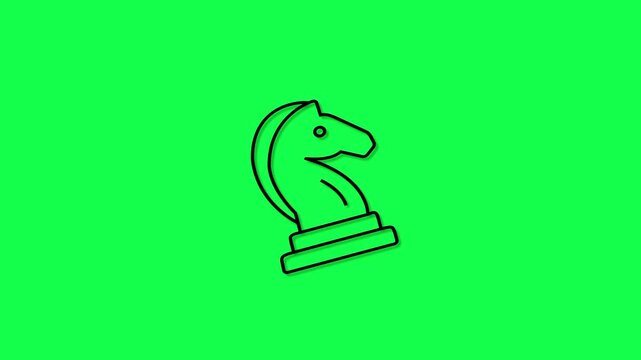 Minimalistic white horse icon animation on a solid black background. The horse moves in a smooth loop&mdash;either walking, rearing, or galloping&mdash;designed in clean vector style.