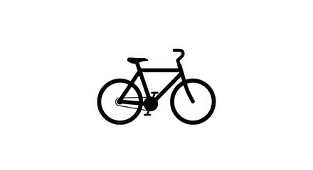 Obraz premium Minimalist black vector logo of a bicycle on a white background, perfect for graphic design and branding needs