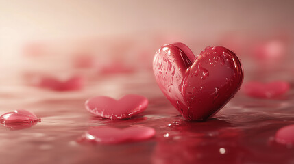 red heart on a pink background