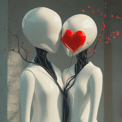 humanoids and heart love concept