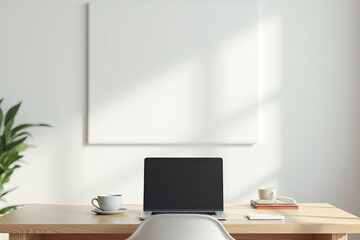 Minimalist office desk. Workspace with copy space. Clean workplace background.