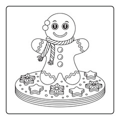 Cute Christmas Bold and Easy Coloring Pages, Line Art, Vectors Illustration, Black and White, 8.5x8.5
