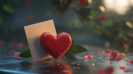 red heart on a wooden background