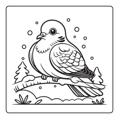 Cute Christmas Bold and Easy Coloring Pages, Line Art, Vectors Illustration, Black and White, 8.5x8.5