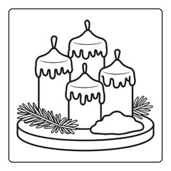 Cute Christmas Bold and Easy Coloring Pages, Line Art, Vectors Illustration, Black and White, 8.5x8.5