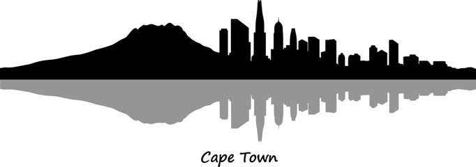 Naklejka premium Cape Town skyline silhouette on white background