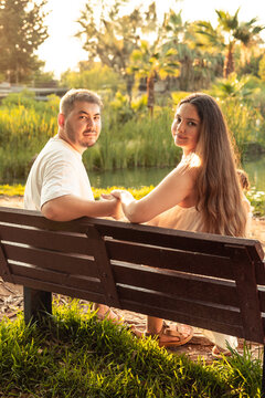 Multinational couple enjoying serene park moment
