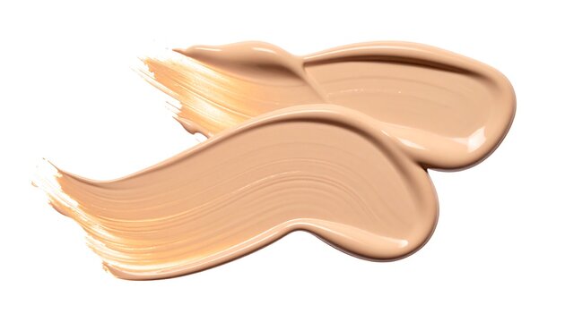 Two strokes of light beige foundation, smooth and creamy, showcasing a soft, natural application.