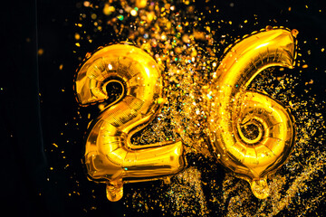 Golden balloons reflecting festive new year spirit