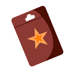 Gift card design featuring a brown background with a star symbol in orange, made for promotional or gift purposes