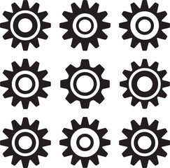 3x3 gear pattern industrial cogwheel icons mechanics symbol seamless vector ai eps jpeg png