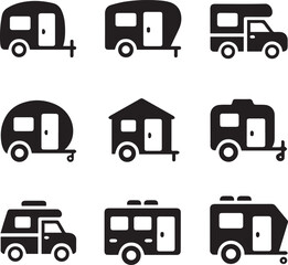 travel trailer rv icon series line art bold silhouettes ai eps transparent png