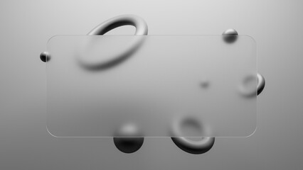 Abstract 3D background featuring transparent shapes and organic forms