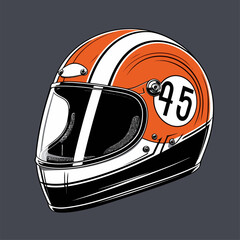 retro motorcycle helmet vector