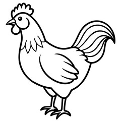 Black And White Outline Drawing Of A Rooster chicken