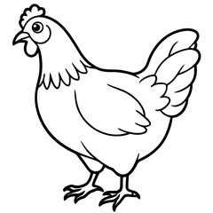 Black And White Outline Drawing Of A Hen chicken bird