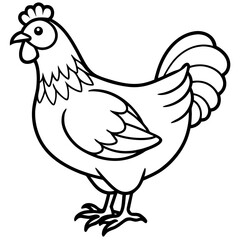Obraz premium Black and white line drawing of a chicken fowl bird