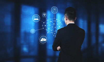 A visual of artificial intelligence network connecting AI, network, and system across a structured digital platform for seamless AI communication Vouch