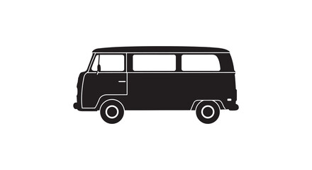 Classic camper van silhouette side profile transportation vintage vehicle icon
