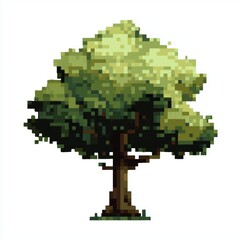 Fototapeta premium A pixelated image of a tree with green leaves and brown trunk