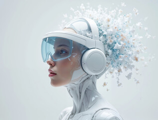 woman in a white helmet