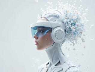 woman in a white helmet