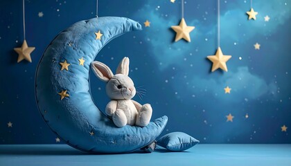 Cute bunny on a moon prop