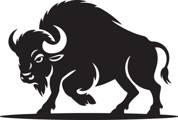 Obraz premium Powerful bison silhouette charging forward majestic wild animal symbol