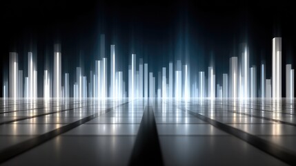 The digital display features a striking audio gradient bar graph, emphasizing elegant lines and modern aesthetics in a tech-driven context