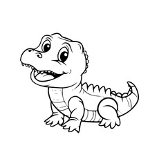 Crocodile cartoon coloring page - coloring book for kids
