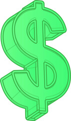 3D green dollar sign symbol illustration