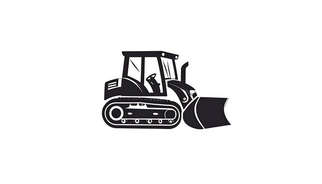 Silhouette of a powerful track-type tractor with a blade, highlighting industrial strength and robust design.