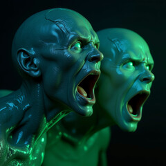 two screaming zombie