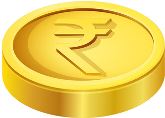 Metallic Rupee Symbol Vector Design