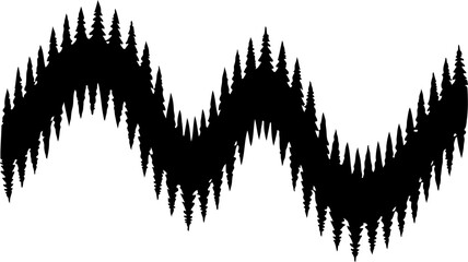 Abstract Wavy Silhouette of Evergreen Trees Forming a Dynamic Pattern