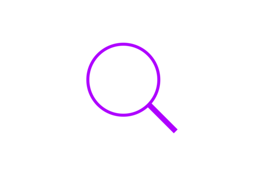 purple search button icon on transparent background