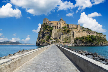 Medieval Aragon castle, Aragonese Castle on Ischia island near Naples