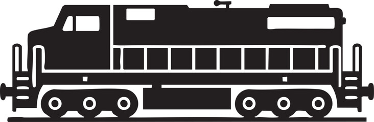 Classic Side View Freight Train Engine Silhouettes Vector © Abdul Hamid