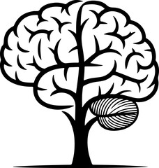 Tree of Knowledge symbolizing growth and intellect with brain-like branches