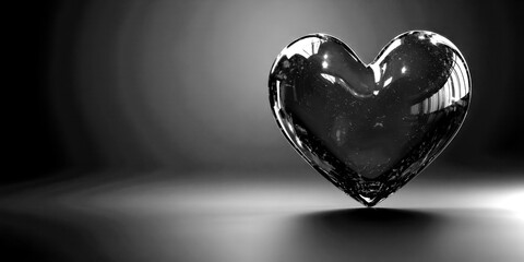 Heart-shaped glass object reflecting against a background creating a romantic atmosphere